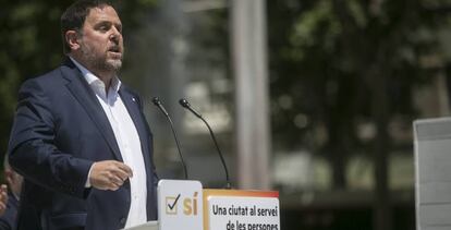 Oriol Junqueras, en un acto a favor del refer&eacute;ndum, este s&aacute;bado.