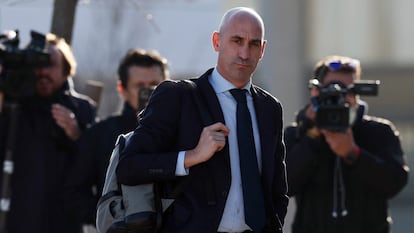 Luis Rubiales llega a la Audiencia Nacional, el viernes 14 de febrero.