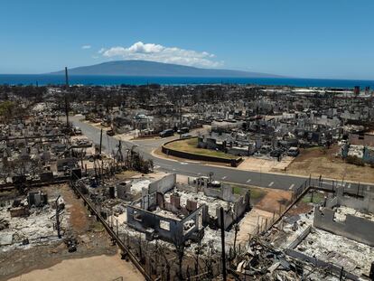 The aftermath of a devastating wildfire is seen, Aug. 22, 2023, in Lahaina, Hawaii.