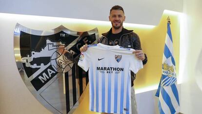 Demichelis, ayer con la camiseta del Málaga.