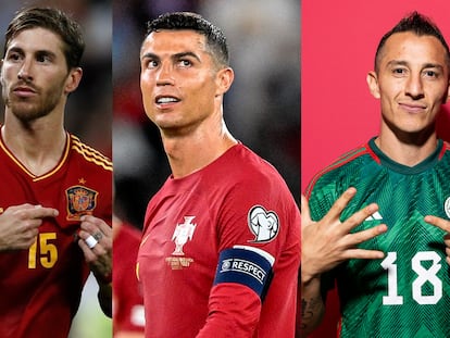 Sergio Ramos, Cristiano Ronaldo y Andrés Guardado.