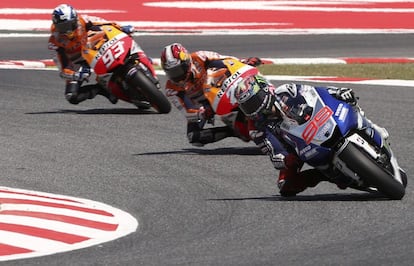 Jorge Lorenzo, seguido de Dani Pedrosa y Marc Márquez.