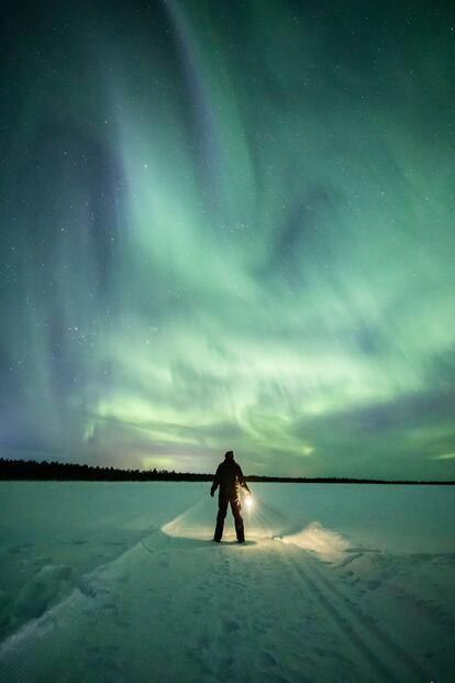 Aurora boreal en Finlandia, este 2 de marzo.