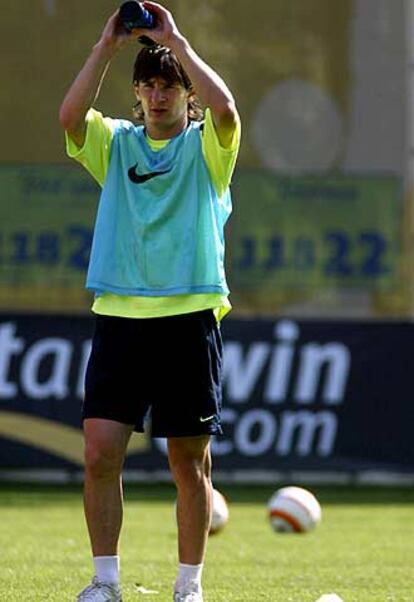 Messi, durante un entrenamiento con el Barça.