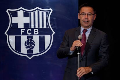 El presidente del FC Barcelona, Josep Maria Bartomeu, en agosto de 2017.