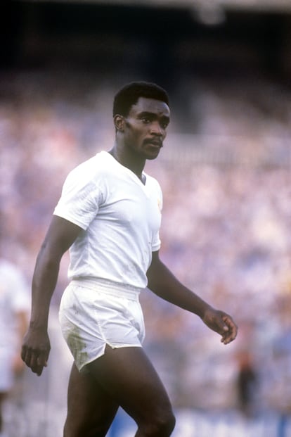 Laurie Cunningham, durante un partido del Real Madrid en 1979.