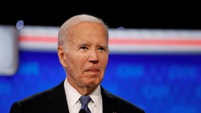 Joe Biden, durante el primer debate presidencial de las elecciones de 2024, en Atlanta.