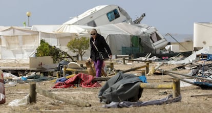 Un camping destrozado en Figueira da Foz, Portugal.  