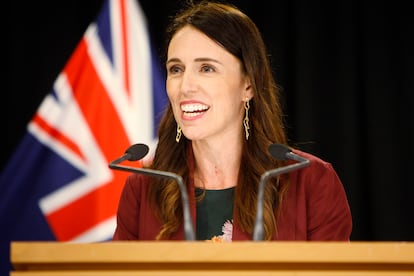 Jacinda Ardern durante entrevista coletiva em janeiro. 