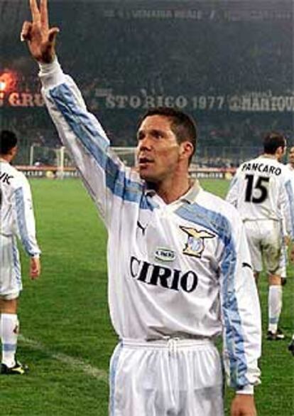 Simeone, tras ganar con un gol suyo el Lazio al Juventus en 2000