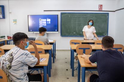 Una clase en el IES Los Alcores, en Mairena del Alcor (Sevilla).