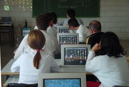 Alumnos de un instituto de Badajoz. 