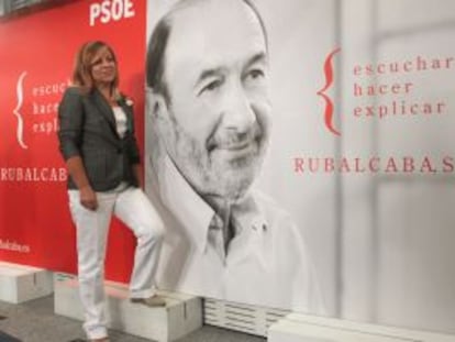 Elena Valenciano en la presentación de la campaña de Rubalcaba.