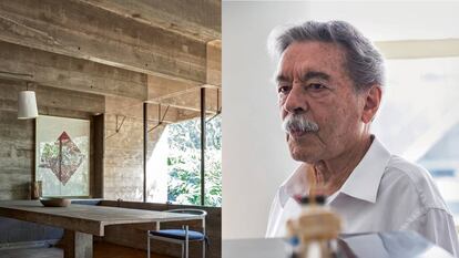 A la izquierda, una de las habitaciones que construyó el arquitecto Mendes da Rocha (a la derecha) para su familia en 1964, en Butantã (São Paulo).