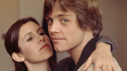 Carrie Fisher y Mark Hamill, en Londres en 1979.