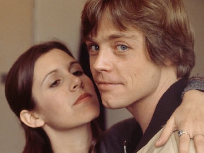 Carrie Fisher y Mark Hamill, en Londres en 1979.