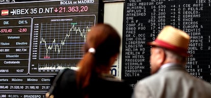 La Bolsa de Madrid durante el lunes negro.