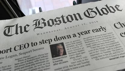 A edição de 'The Boston Globe' do dia 15 de agosto de 2018.