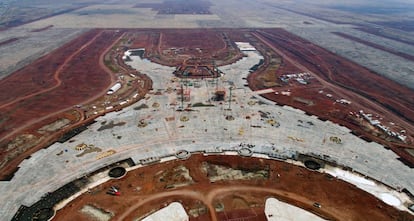 Una vista aérea del proyecto del aeropuerto de Texcoco.