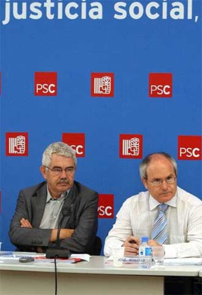 Pasqual Maragall y José Montilla, ayer en la ejecutiva del PSC.