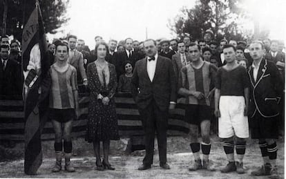 Suñol, en un partit del Barça el 1931.