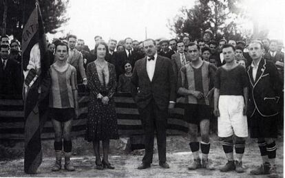 Suñol, en un partido del Barcelona en 1931.