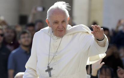 El papa Francisco, durante la audiencia general de los miércoles.