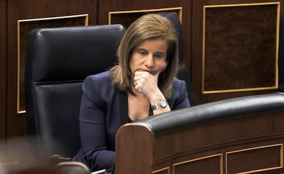 Labor Minister F&aacute;tima B&aacute;&ntilde;ez in her seat in Congress.