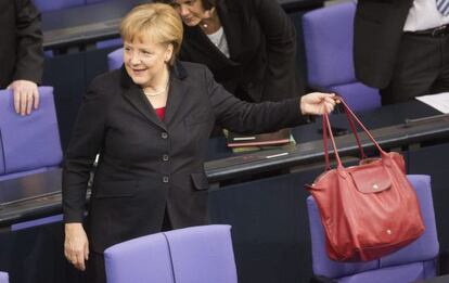 La canciller Merkel, el viernes en el Parlamento.