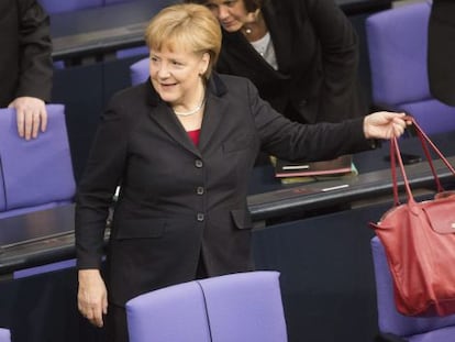 La canciller Merkel, el viernes en el Parlamento.