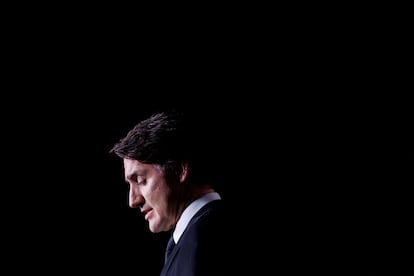 El primer ministro de Canadá, Justin Trudeau, habla durante la Gala del Centenario en el Museo Real de Ontario, el 4 de mayo de 2024