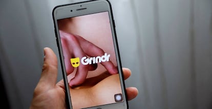 La aplicación Grindr en un teléfono móvil.