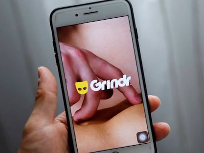 La aplicación Grindr en un teléfono móvil.