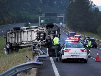 Accidente de tráfico en O Porriño, en Pontevedra, el pasado 14 de abril.