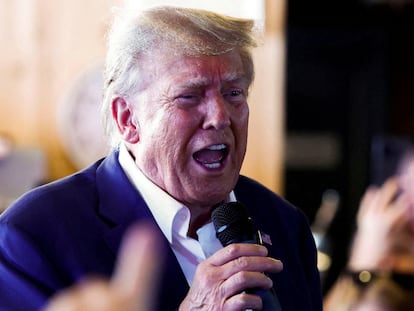 Donald Trump on August 12 at a rally in Des Moines (Iowa).