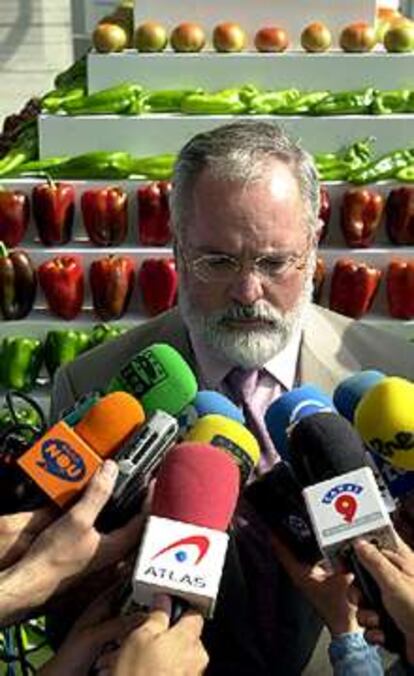 Arias Cañete, durante la inauguración hoy de un seminario sobre frutas y hortalizas de la Asociación Española de Codificación Comercial (AECOC) en Valencia.