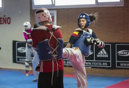 Eva Calvo, en un entrenamiento antes de volar a Manchester para el Mundial.