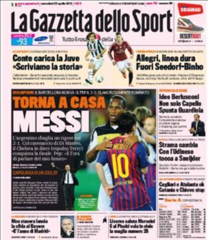 Portada de La Gazzetta dello Sport.