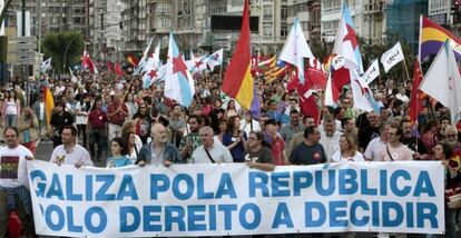 Marcha contra la monarqu&iacute;a en A Coru&ntilde;a.