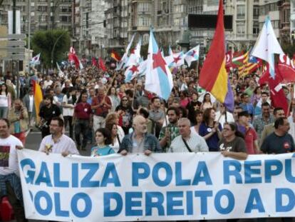 Marcha contra la monarqu&iacute;a en A Coru&ntilde;a.