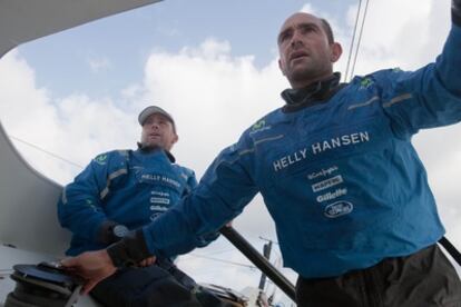 Iker Martínez y Xabi Fernández, durante un entrenamiento previo a la Barcelona World Race.