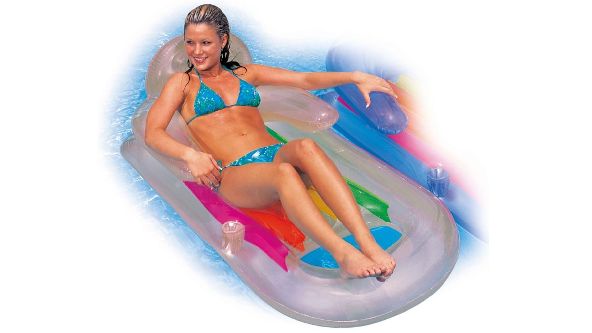 Pool mat shaped like an armchair.