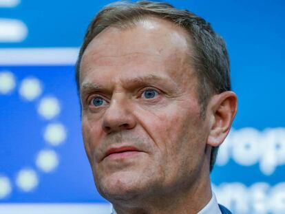 El presidente del Consejo de Europa, Donald Tusk, este jueves en Bruselas. 