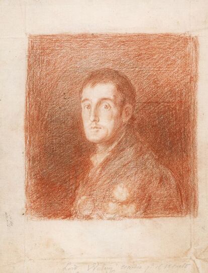 'Arthur Wellesley, primer duque de Wellington'. Francisco de Goya. Lpiz rojo sobre lpiz negro y grafito. 1812.