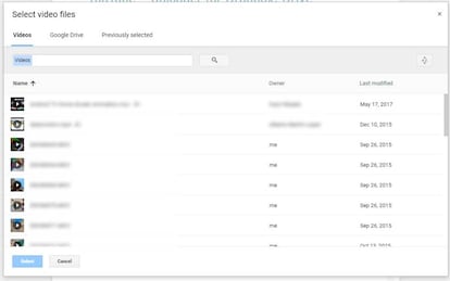 Esta ventana nos permite seleccionar los vídeos que queremos subir a YouTube