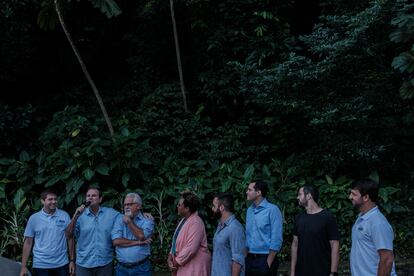 El alcalde de la ciudad de río de Janeiro, Eduardo Paes, habla en el evento de firma de la concesión del uso del Parque de la Catacumba por parte del sector privado.