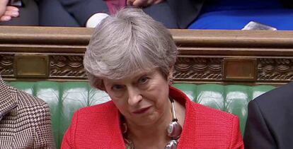 La primera ministra de Reino Unido, Theresa May, en el Parlamento británico.