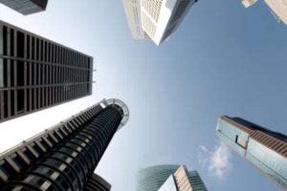 Vista de los edificios del Centro Bursátil de Singapur.