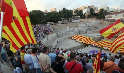 Acto de Societat Civil Catalana durante la Diada.