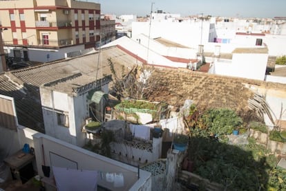 The view of the terrace where the man was locked up.